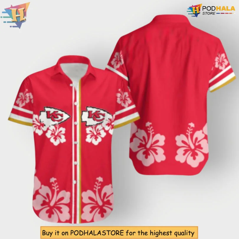 Kansas City Chiefs Hibiscus Hawaiian Shirt With Tropical Floral Pattern