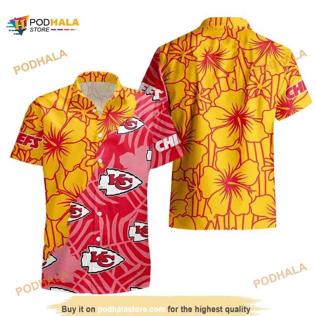 Kansas City Chiefs Hibiscus Hawaiian Shirt With Tropical Flowers