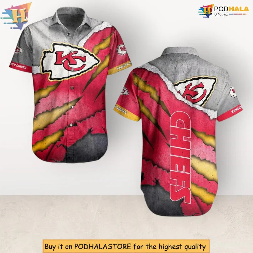 Kansas City Chiefs Holiday Hawaiian Shirt With Bold Red Yellow Gray Pattern
