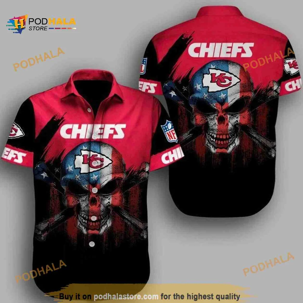Kansas City Chiefs Horror Skull Design Hawaiian Shirt
