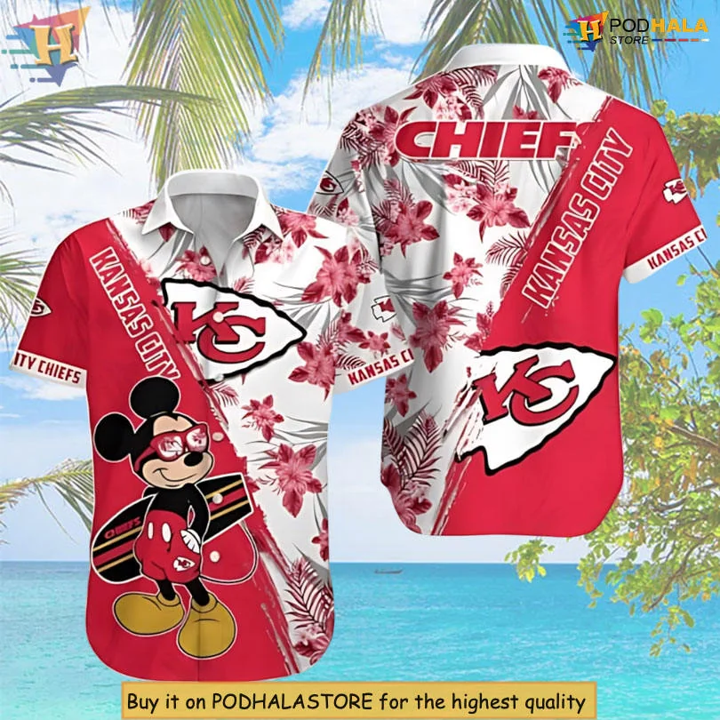 Kansas City Chiefs Mickey Mouse Hawaiian Shirt With Tropical Print