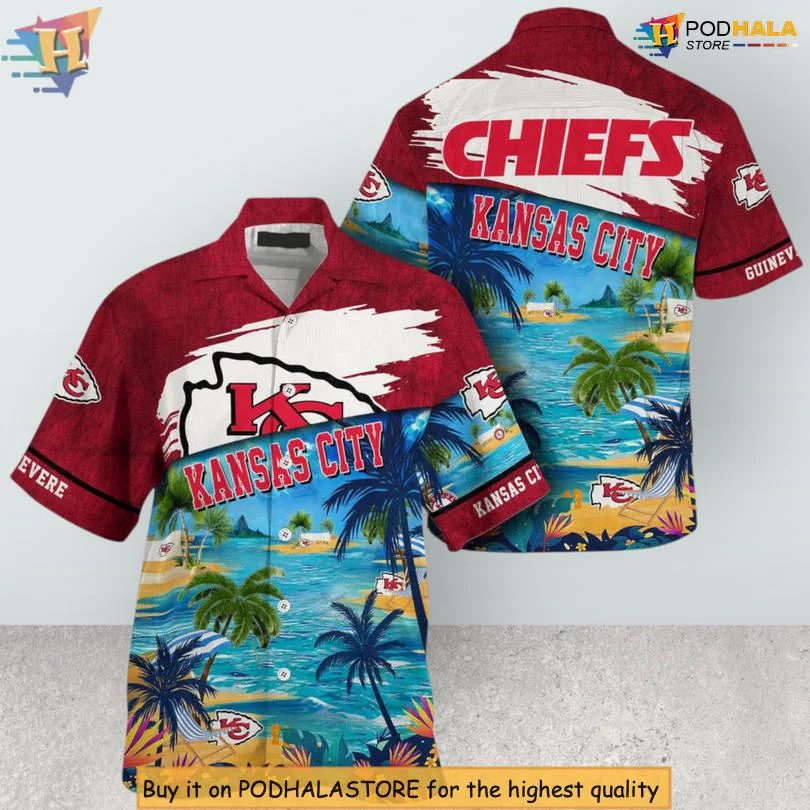 Kansas City Chiefs Ocean Breeze Hawaiian Shirt With Tropical Design