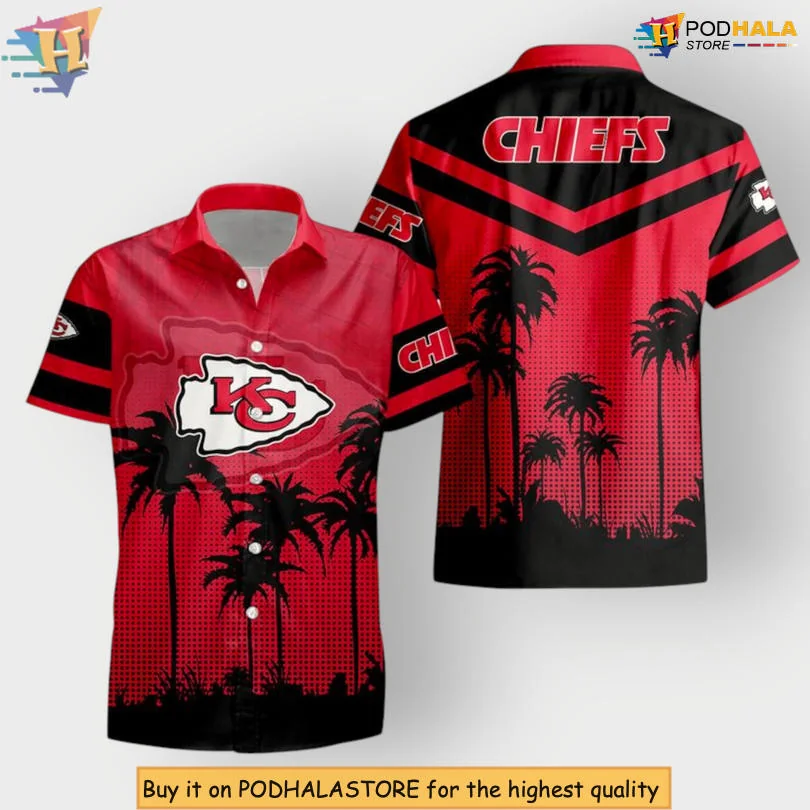 Kansas City Chiefs Palm Tree Hawaiian Shirt With Vibrant Logo