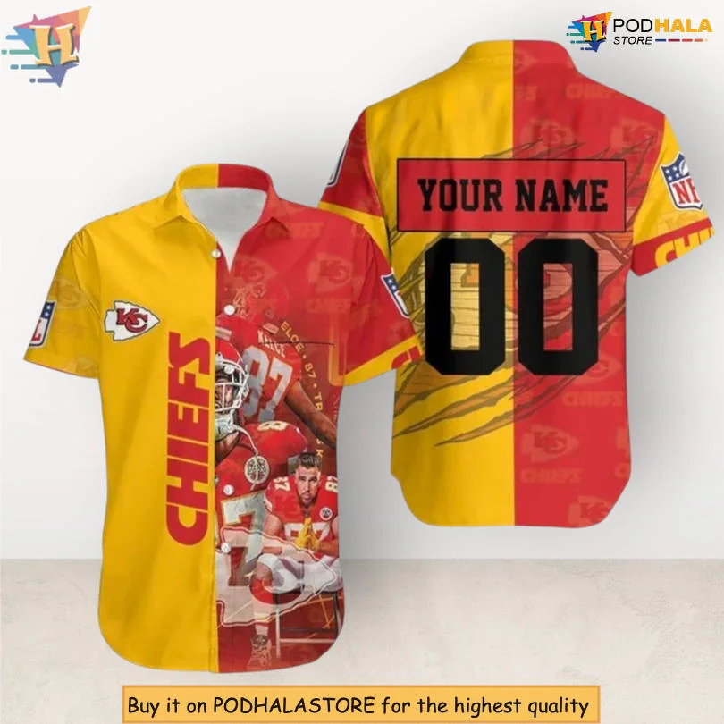 Kansas City Chiefs Personalized Hawaiian Shirt With Player Graphic