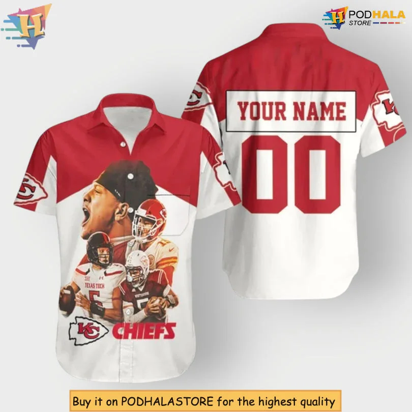 Kansas City Chiefs Quarterback Hawaiian Shirt, Customizable Fan Apparel