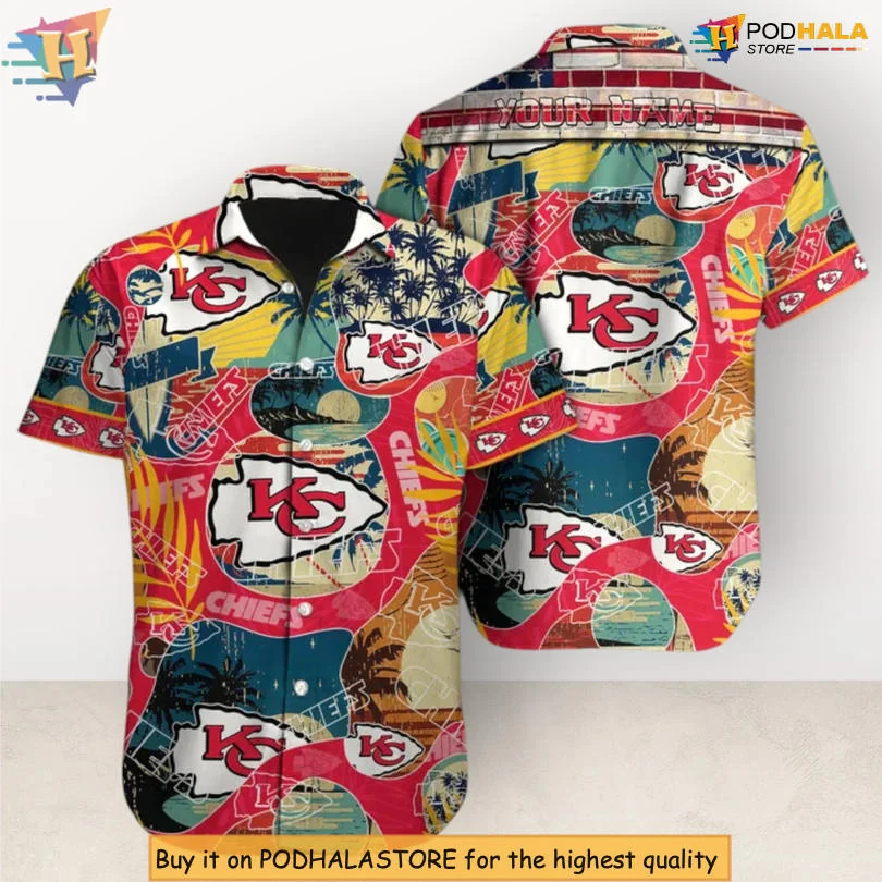 Kansas City Chiefs Retro Hawaiian Shirt With Vibrant Tropical Design