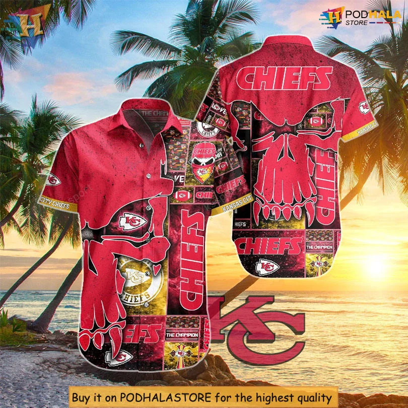 Kansas City Chiefs Skull Hawaiian Shirt, Fierce Design For Fans