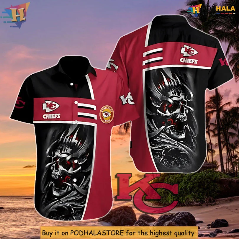 Kansas City Chiefs Skull Warrior Hawaiian Shirt Custom Design