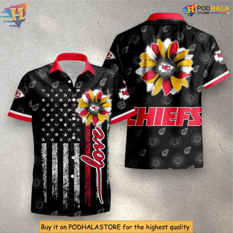 Kansas City Chiefs Sunflower Hawaiian Shirt For Kids
