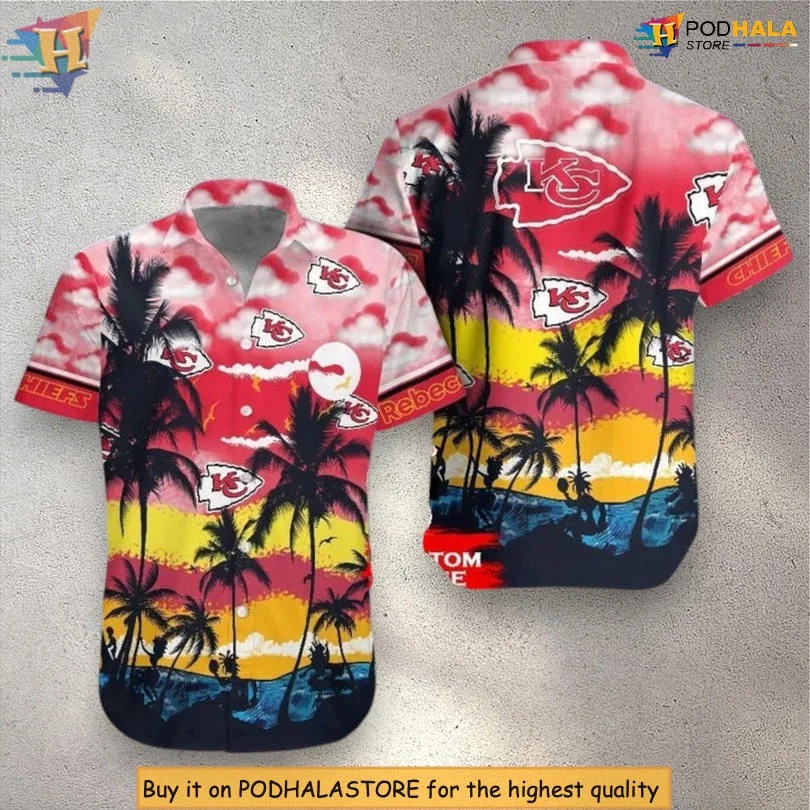 Kansas City Chiefs Sunset Beach Hawaiian Shirt With Palm Trees