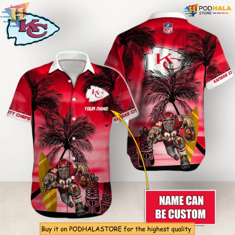 Kansas City Chiefs Sunset Hawaiian Shirt With Custom Name Option