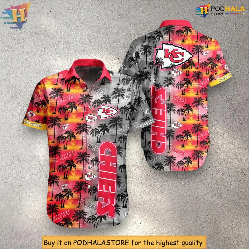 Kansas City Chiefs Sunset Hawaiian Shirt With Palm Trees