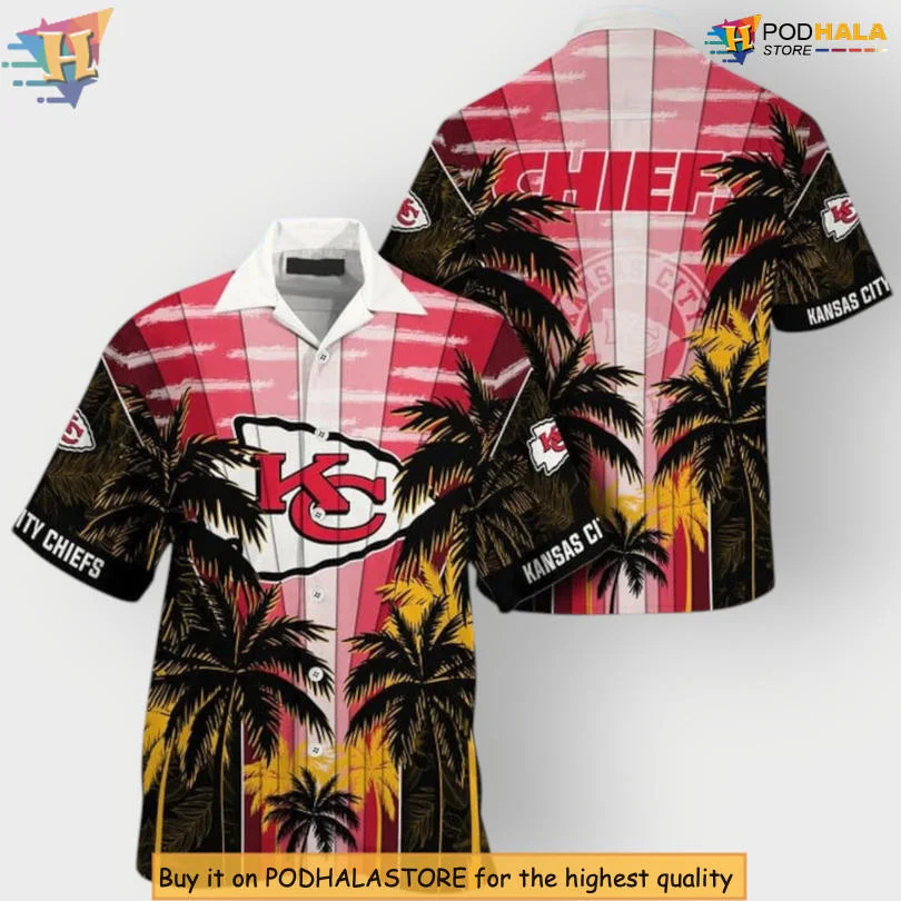 Kansas City Chiefs Sunset Hawaiian Shirt With Palm Trees
