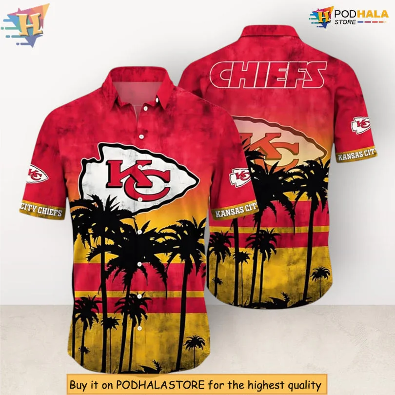Kansas City Chiefs Sunset Hawaiian Shirt With Palm Trees