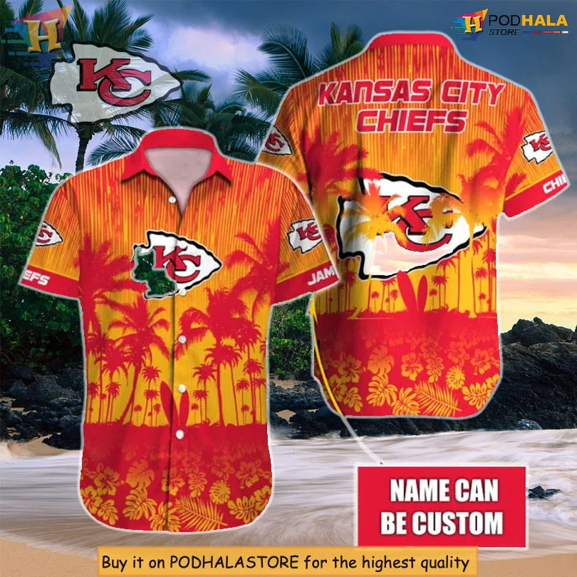 Kansas City Chiefs Sunset Hawaiian Shirt With Tropical Design
