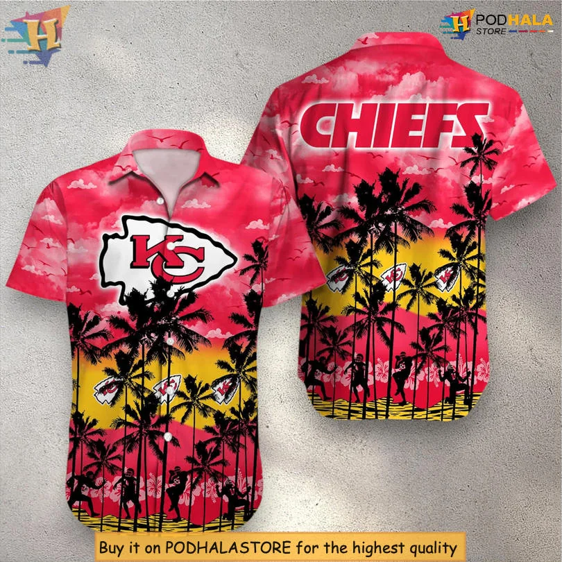 Kansas City Chiefs Sunset Hawaiian Shirt With Tropical Design