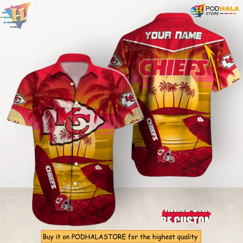 Kansas City Chiefs Sunset Hawaiian Shirt With Tropical Design