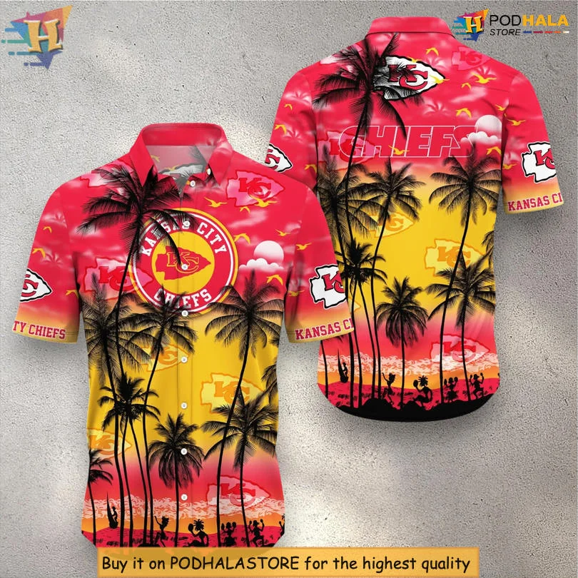 Kansas City Chiefs Sunset Hawaiian Shirt With Vibrant Tropical Design