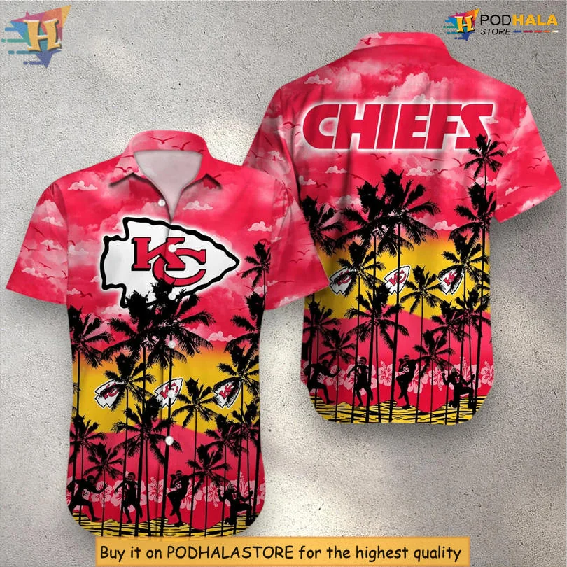 Kansas City Chiefs Sunset Palm Hawaiian Shirt With Bold Logo