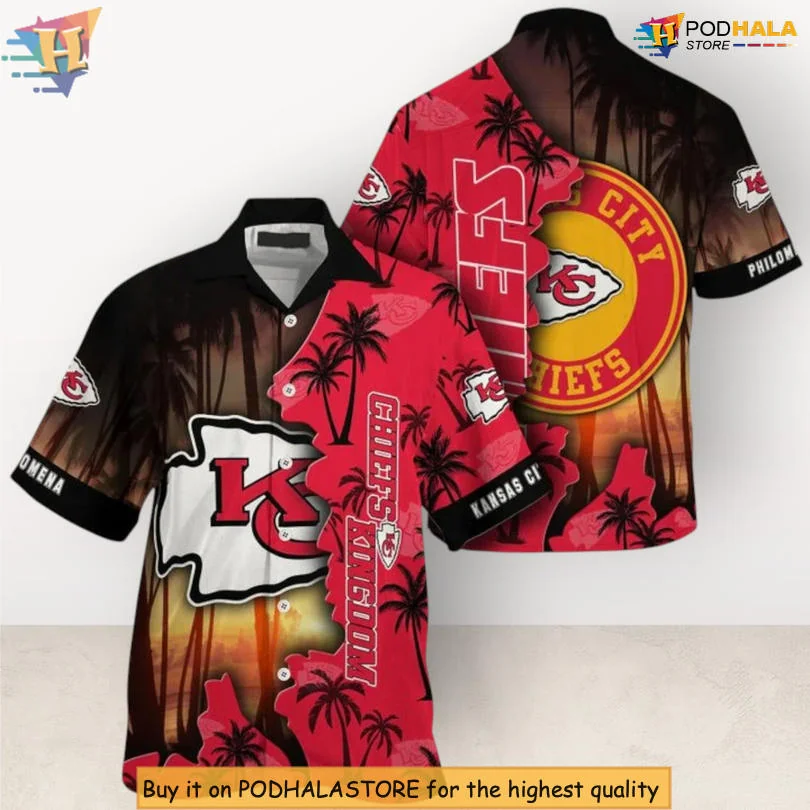 Kansas City Chiefs Sunset Palm Shirt With Vibrant Tropical Design