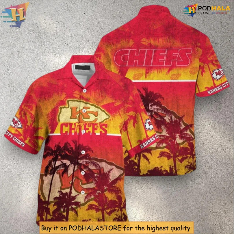 Kansas City Chiefs Sunset Tropical Shirt With Palm Trees