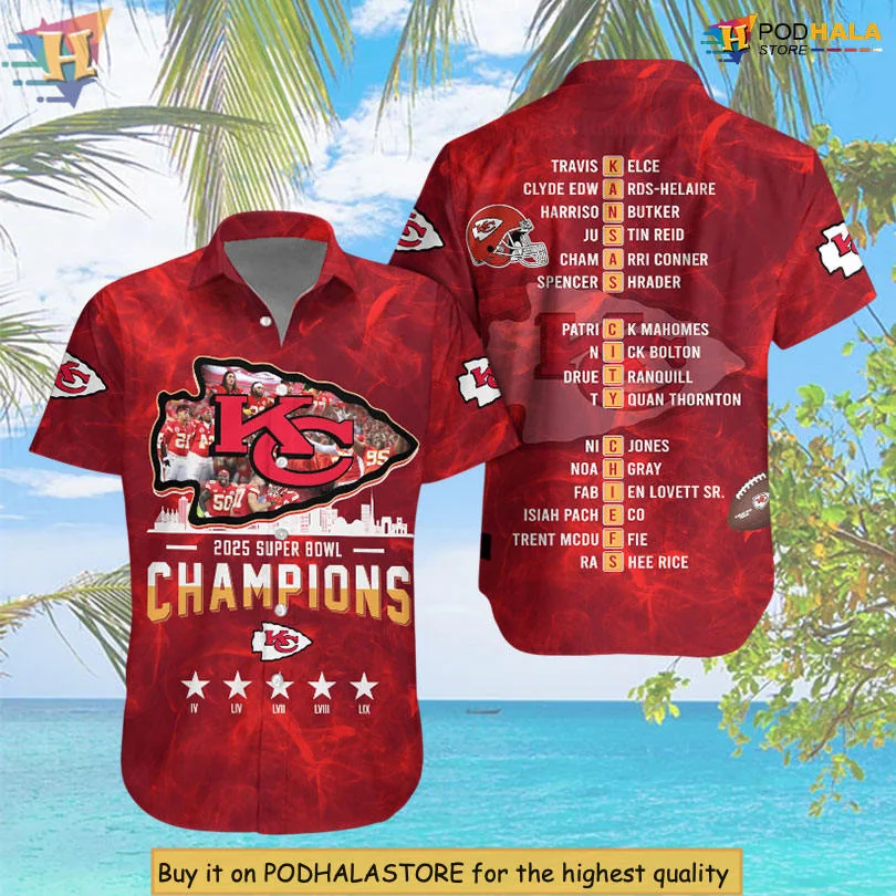 Kansas City Chiefs Super Bowl Hawaiian Shirt 2025 Champions Design
