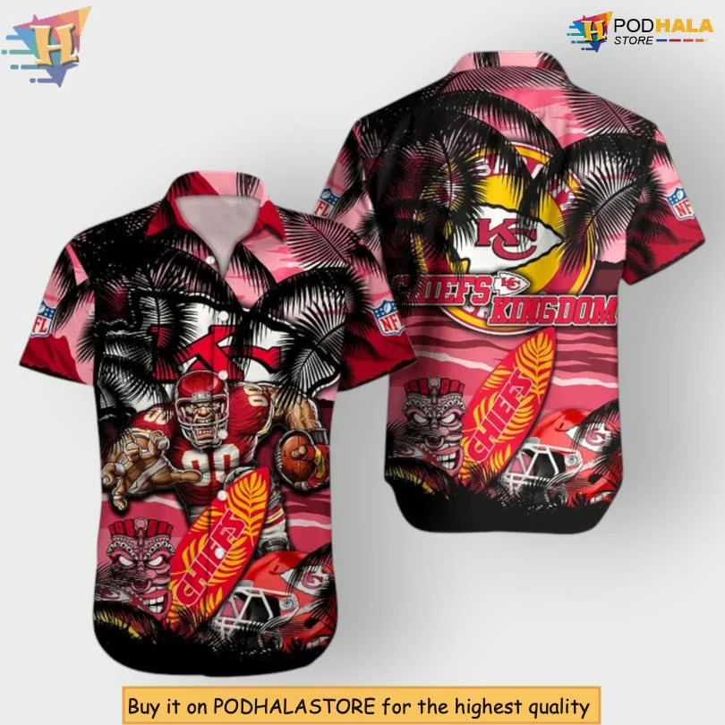 Kansas City Chiefs Surf Theme Shirt With Tropical Design