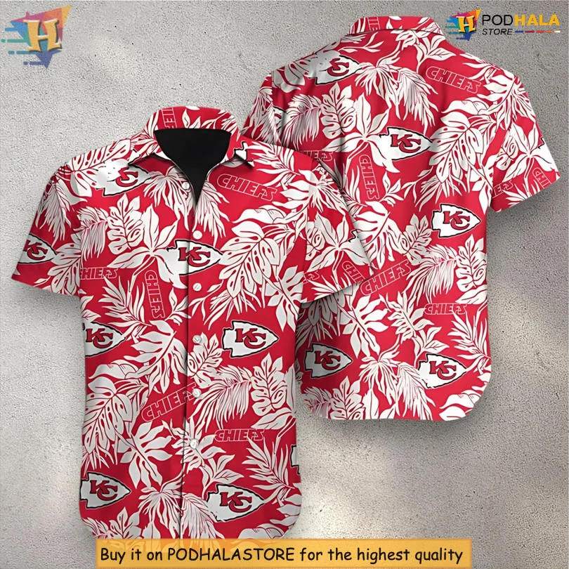 Kansas City Chiefs Tropical Hawaiian Shirt With Bold Foliage Design