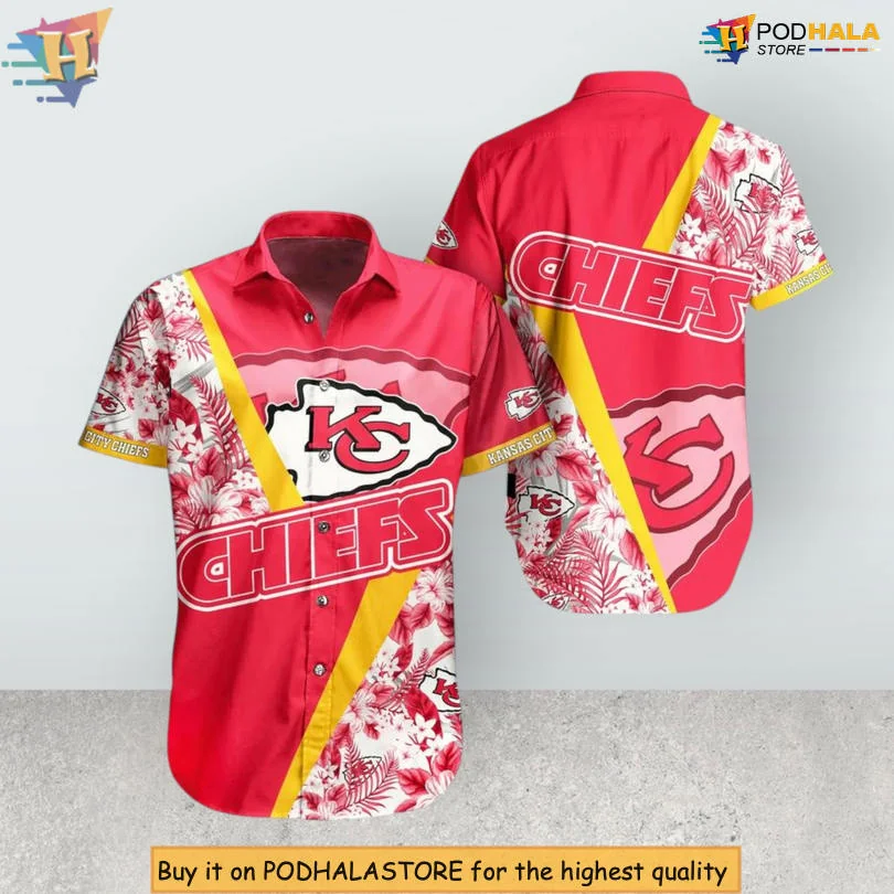 Kansas City Chiefs Tropical Hawaiian Shirt With Bold Logo And Floral Design