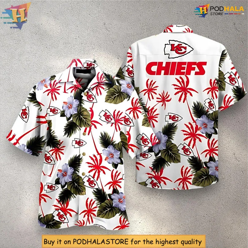 Kansas City Chiefs Tropical Hawaiian Shirt With Bold Palm Leaves
