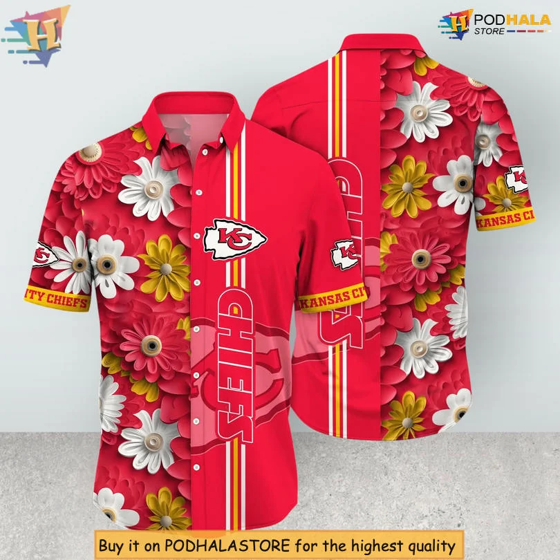 Kansas City Chiefs Tropical Hawaiian Shirt With Colorful Daisies