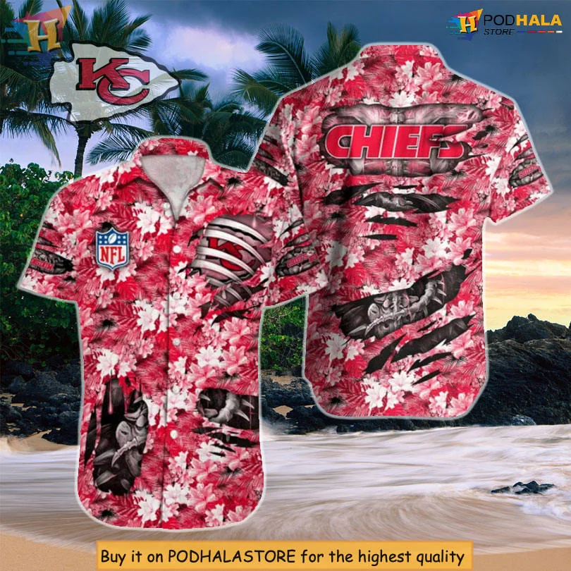 Kansas City Chiefs Tropical Hawaiian Shirt With Floral Design