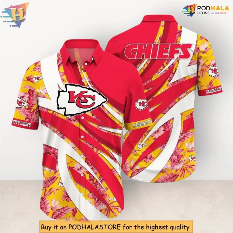 Kansas City Chiefs Tropical Hawaiian Shirt With Floral Design