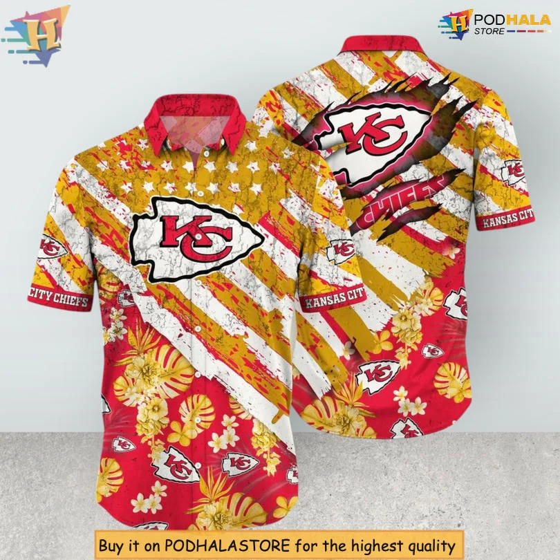 Kansas City Chiefs Tropical Hawaiian Shirt With Floral Design