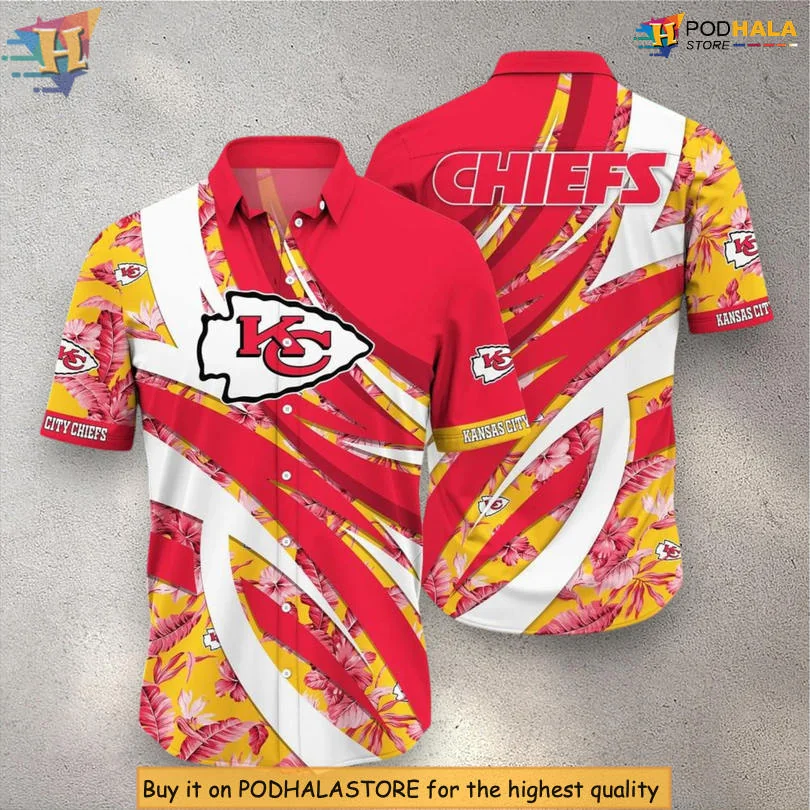 Kansas City Chiefs Tropical Hawaiian Shirt With Floral Design