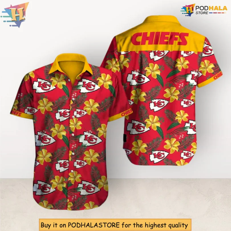 Kansas City Chiefs Tropical Hawaiian Shirt With Hibiscus Flowers