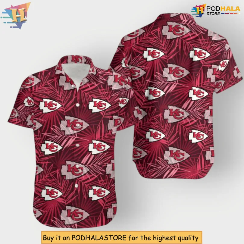 Kansas City Chiefs Tropical Hawaiian Shirt With Palm Leaves Design