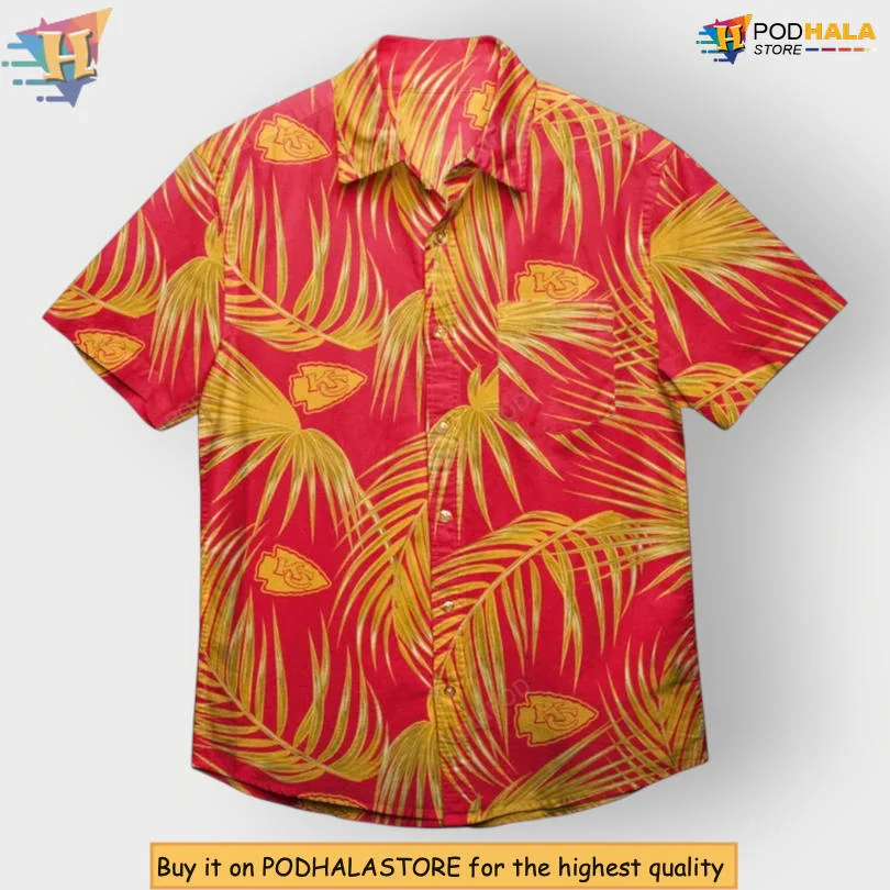 Kansas City Chiefs Tropical Hawaiian Shirt With Palm Leaves Design