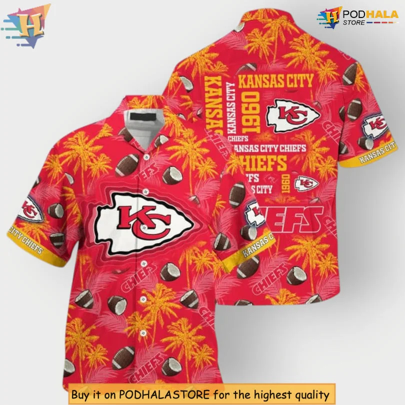 Kansas City Chiefs Tropical Hawaiian Shirt With Palm Trees And Logo