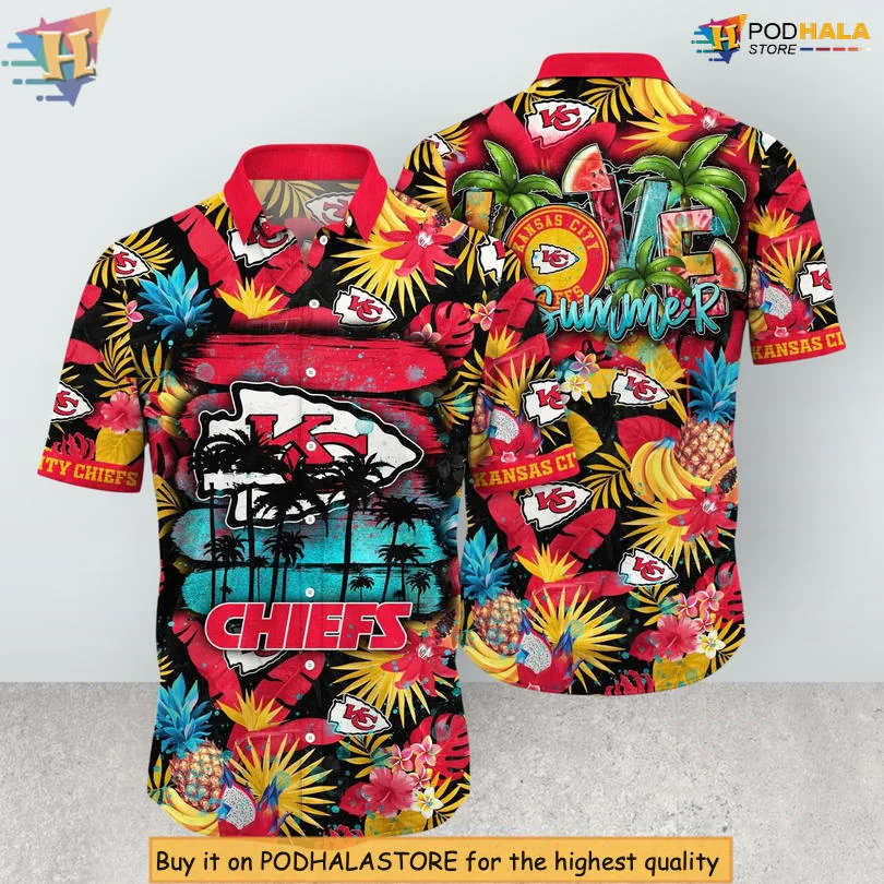 Kansas City Chiefs Tropical Hawaiian Shirt With Palm Trees And Summer Vibes