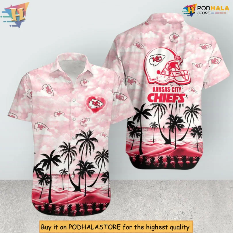 Kansas City Chiefs Tropical Hawaiian Shirt With Palm Trees And Sunset
