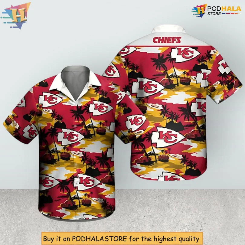 Kansas City Chiefs Tropical Hawaiian Shirt With Palm Trees And Waves