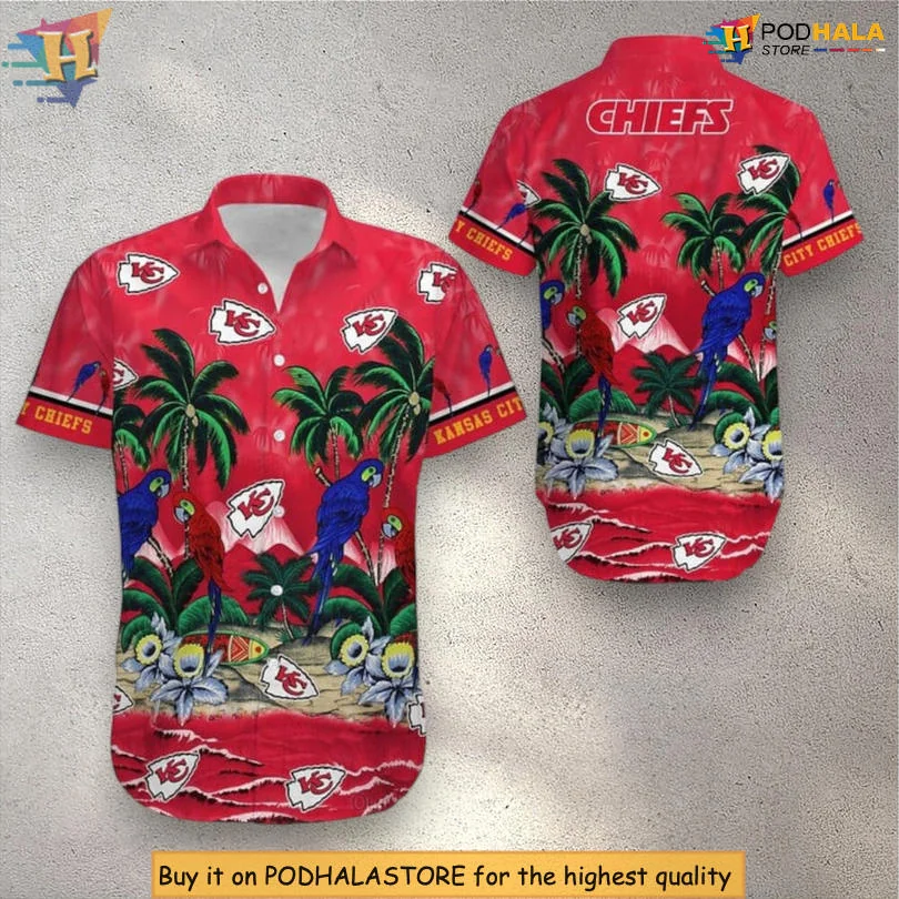 Kansas City Chiefs Tropical Hawaiian Shirt With Parrots And Palm Trees