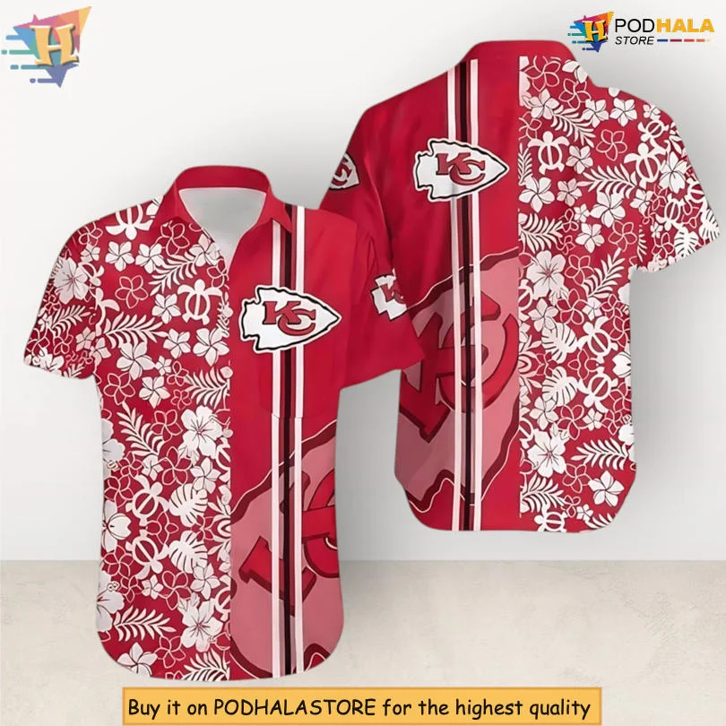 Kansas City Chiefs Tropical Hawaiian Shirt With Red Floral Pattern