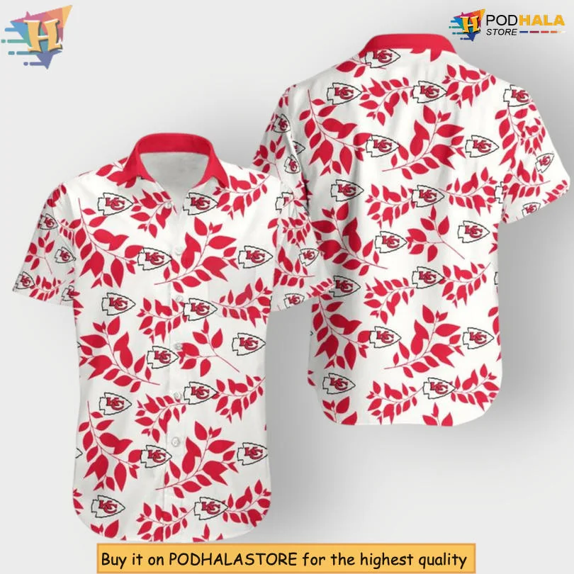 Kansas City Chiefs Tropical Hawaiian Shirt With Red Leaves Design