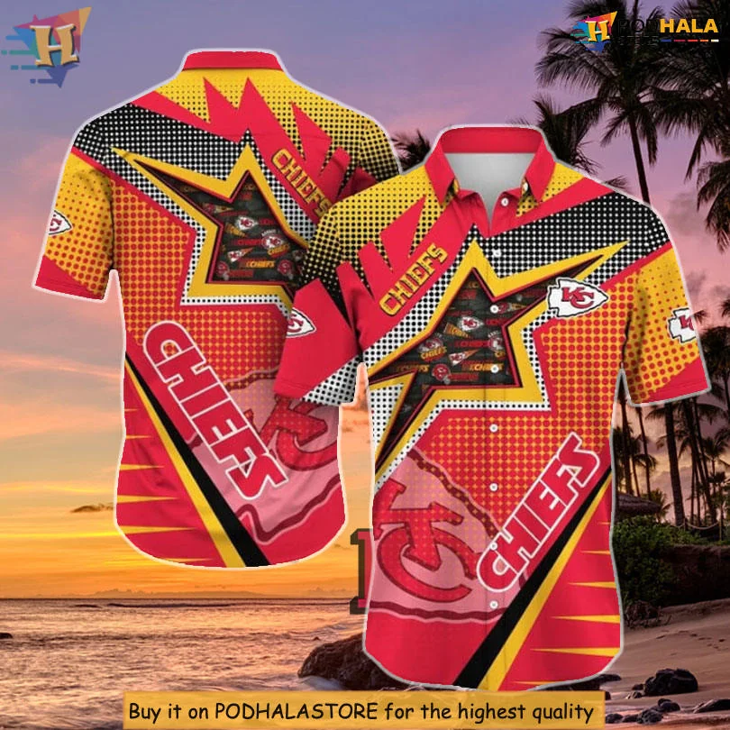 Kansas City Chiefs Tropical Hawaiian Shirt With Starburst Design