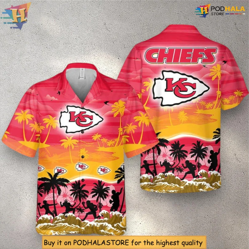 Kansas City Chiefs Tropical Hawaiian Shirt With Sunset And Palm Trees