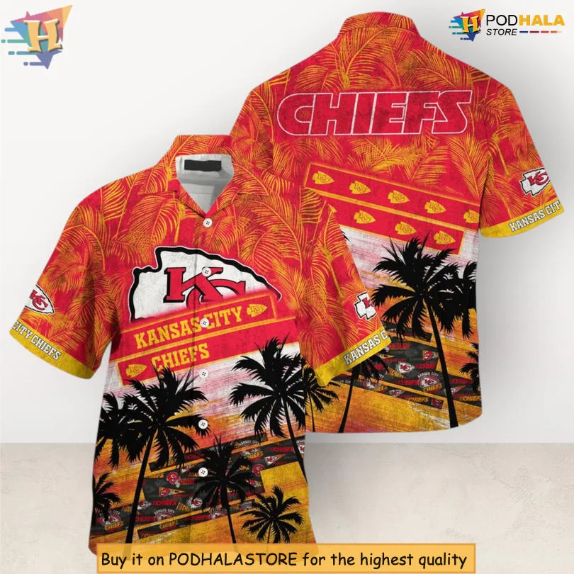 Kansas City Chiefs Tropical Hawaiian Shirt With Sunset Design