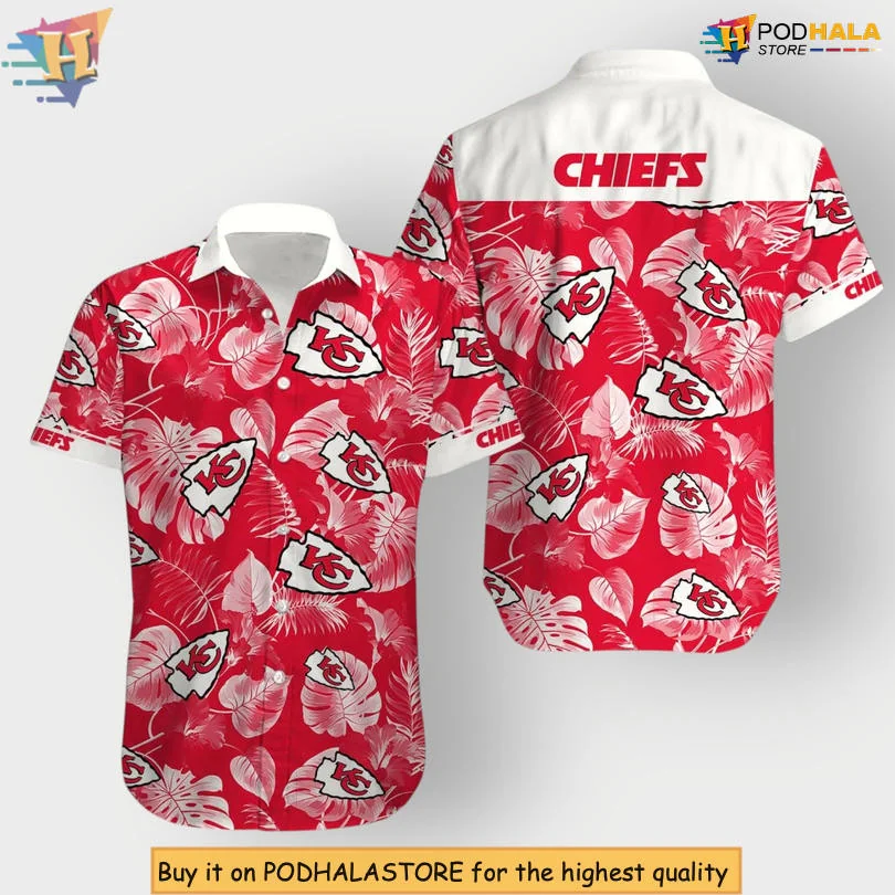 Kansas City Chiefs Tropical Hawaiian Shirt With Vibrant Leafy Design