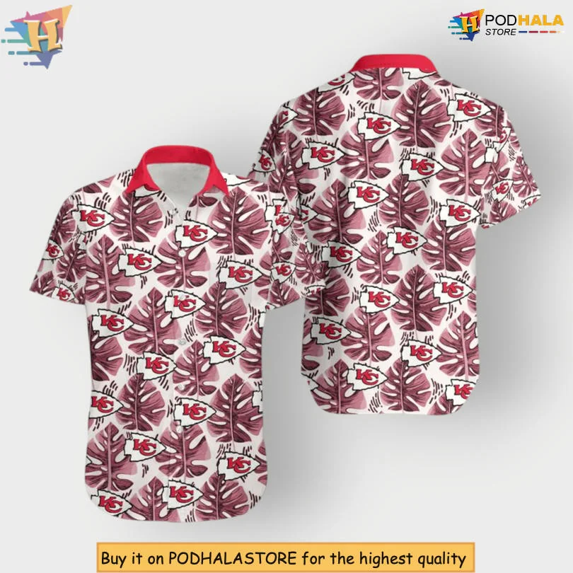 Kansas City Chiefs Tropical Pattern Shirt With Leaf And Logo Design